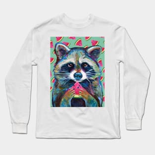 RACCOON with WATERMELON WEDGE Long Sleeve T-Shirt